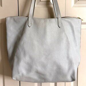 Cuyana Classic Easy Zipper Tote Light Blue Pebbled Leather Bag 2020s